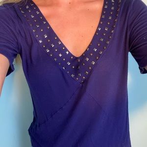 Purple v neck with metallic detail